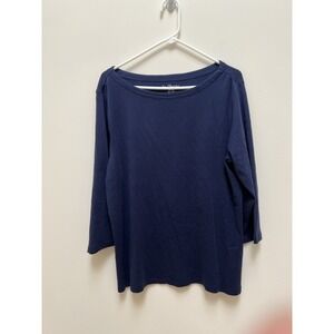Chico's women's long sleeve t-shirt navy blue Size 3 wardrobe basic
